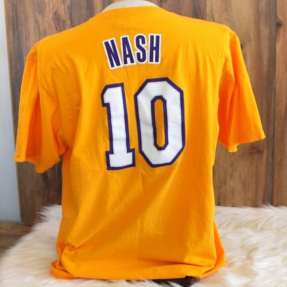 NBA Lakers Adidas T Shirt Tee Yellow Purple Nash 10 XL - Picture 6 of 6